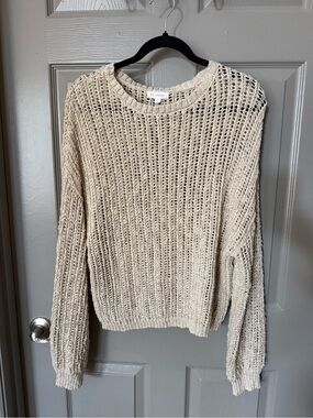 Blu Pepper Cream Open Knit Sweater Large Boho Coastal